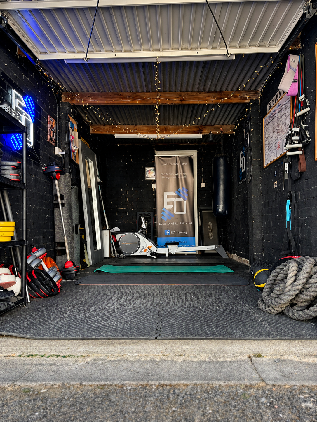 The EO Training studio in Elson, Gosport, looking in from the roller door